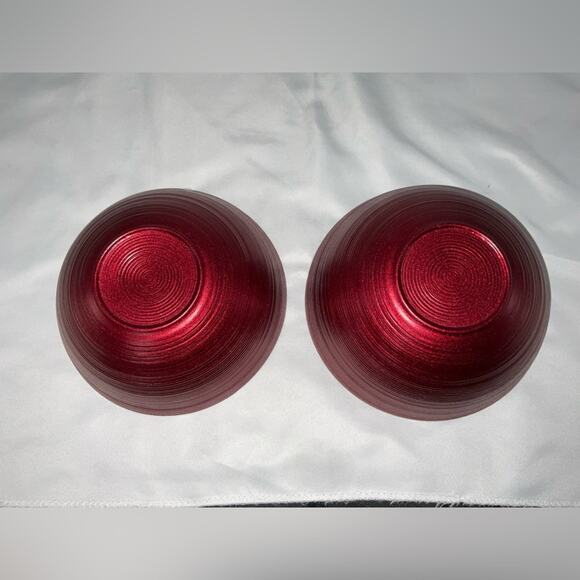 NEW NWT ARDACAM TURKISH GLASS RED GLITTER CEREAL BOWLS CHRISTMAS HOLIDAY SET/2 - Picture 6 of 11